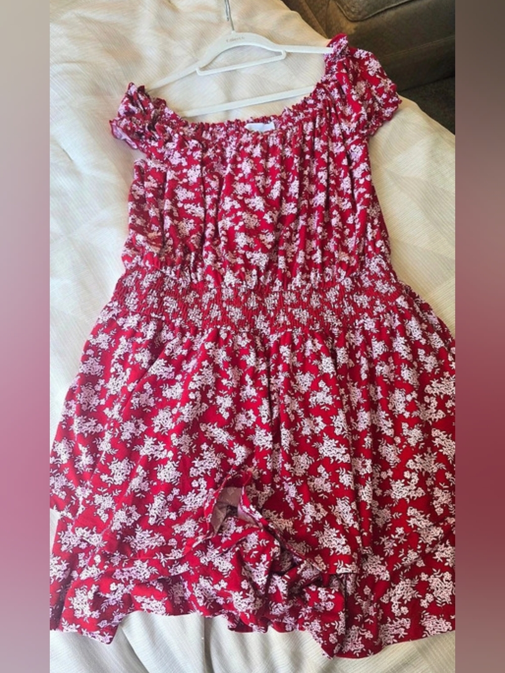 For Justify Floral Short Dress in Red & White